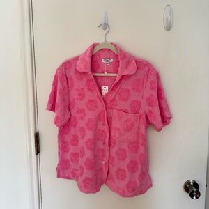 Coco Floral Terry Button Up Shirt - Frankies Bikinis - Flowerchild